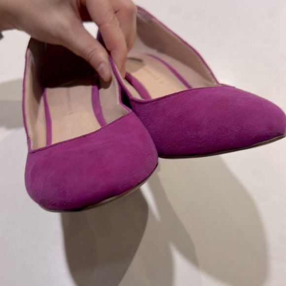 Anthropologie Fuchsia Suede Wood Block Heels - Picture 4 of 10